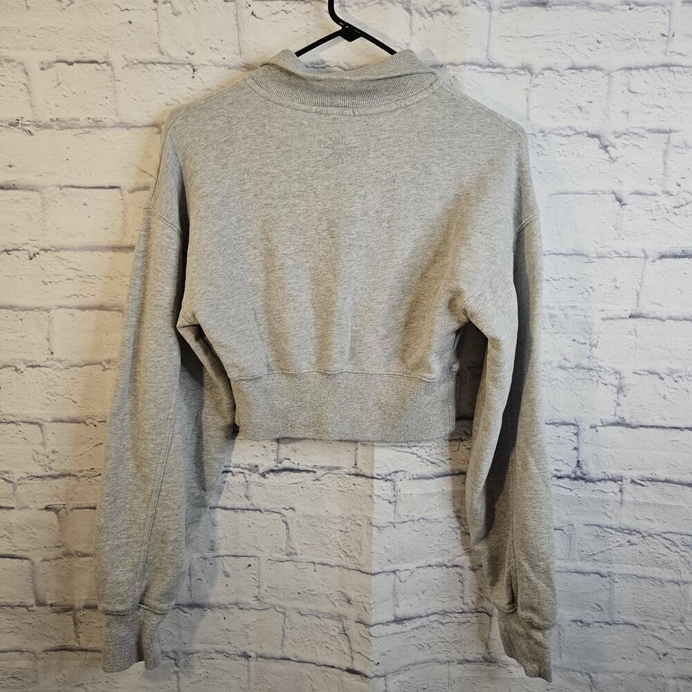 Aerie Offline Quarter Zip Gray Cropped Terry Collared Corset Sweatshirt Sz S - Picture 3 of 7